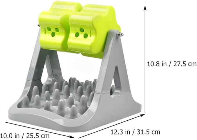 balacoo 1piece Automatic Dog Food Dispenser Rotating Design Choke Pet Feeder Bowl for Puppies Easy to Clean Space-Saving Grey and Green for Active Dogs