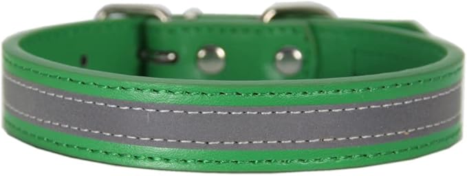 Anti lost Leather Luminous Collar Pet Collar Reflective Belt Pet Accessories 2pcs green XS 1.5cm*30cm Neck 19cm 27cm