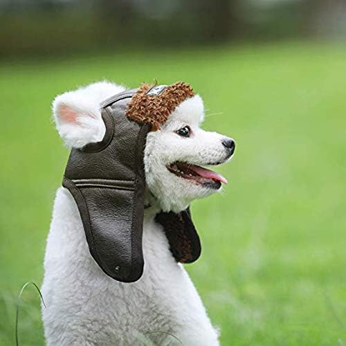 Leconpet Dog Aviator Hat, Dog Winter Pilot Hat with Ear Flaps for Cold Weather (XXL, Brown)