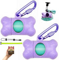 Dog Poop Pickup Bags Holder Dispenser with Standard-Sized Leak-Proof Scented Doggy Waste Bags and Carabiner Hook and Loop Fastener Never Loose on Leash Lead Again (2 Holder 30 Bags, Purple)