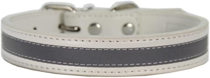 Anti lost Leather Luminous Collar Pet Collar Reflective Belt Pet Accessories 2pcs White L 2.5cm*50cm Neck 35cm 45cm