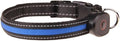 FUR-Safety Dog LED Collar - Animal Collar, Nylon, High Visibility, Adjustable Light Modes - S/M/L, Blue/Green/Orange/Pink/Red/Yellow - for Outdoor Night Activities (Blue, Large)