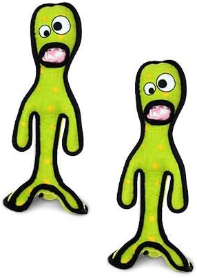 TUFFY® - World's Tuffest Soft Dog Toy - Alien - Multiple Layers. Made Durable, Strong & Tough. Interactive Play (Tug, Toss & Fetch). Machine Washable & Floats. (G6, Large 2 Pack)