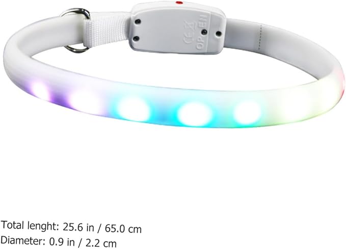 HEMOTON LED Dog Collar Luminous Glowing Pet Collar USB Rechargeable Waterproof Night Safety