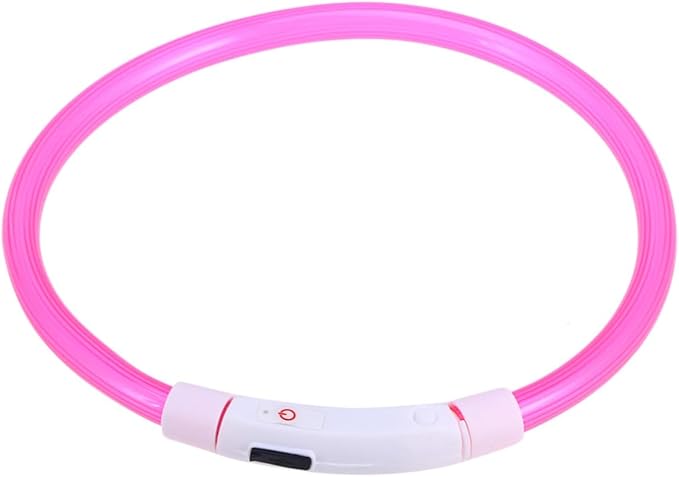 HANABASS 50cm USB Rechargeable LED Night PET Collar Flashing Dog Collar Light for Night Safety Waterproof and Adjustable Glow-in-The-Dark Design