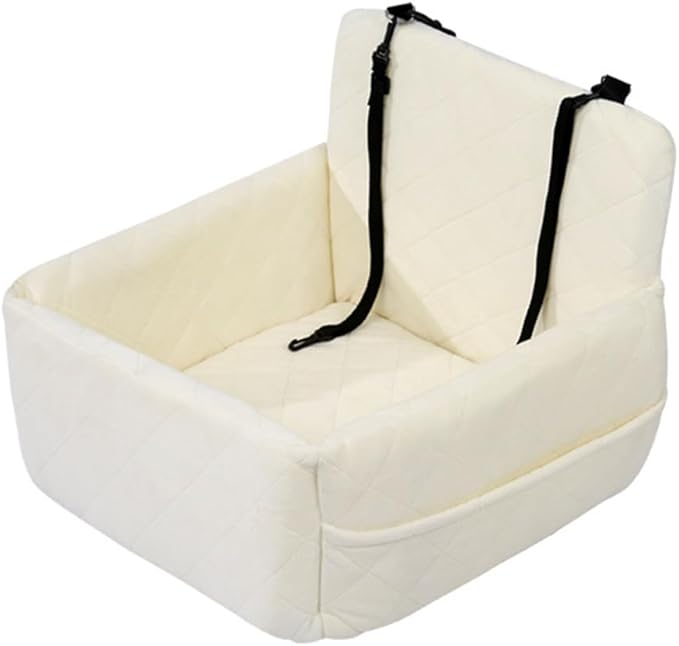 Ultra-Soft Fabric Dog Car Seat,Detachable Washable Puppy Car Bed,Portable Dog Booster Seat,Storage Pockets,Safety Belts, for Small Dogs up to 17 lbs,C