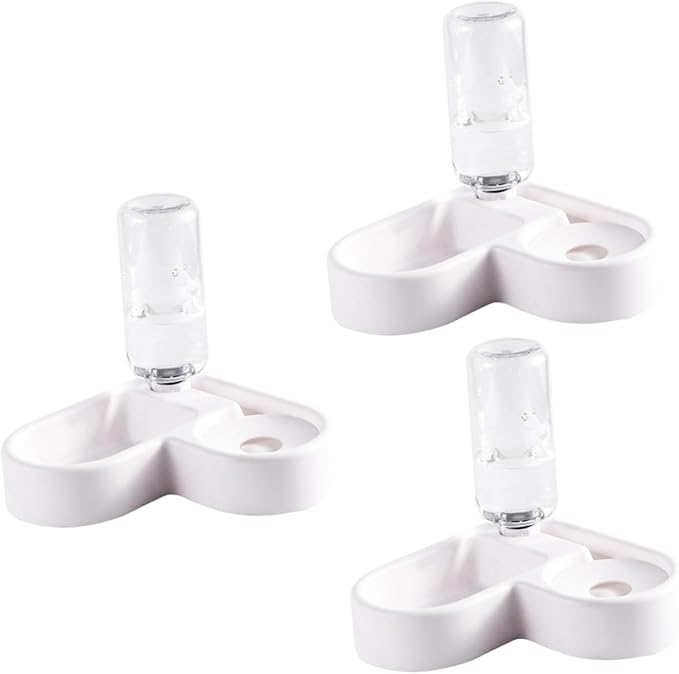 3pcs Automatic Pet Water Feeder and Food Bowl for Dogs and Cats White No- Design Smooth Safe Materials for Home Decor