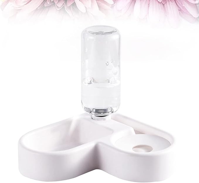 Kisangel Automatic Pet Water Feeder and Food Bowl Non-Spill Design for Cats and Dogs Convenient and Practical Drinking Tool Smooth for Easy Cleaning White