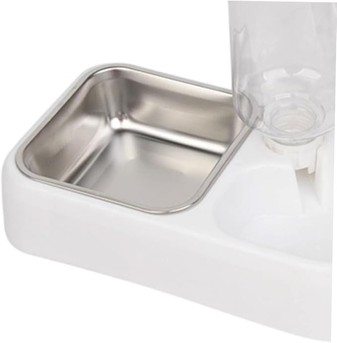 SUPVOX Double Pet Water Feeder Automatic Drinking Tool for Dogs Cats Unique Design Convenient Practical Pet Supplies White Color Smooth