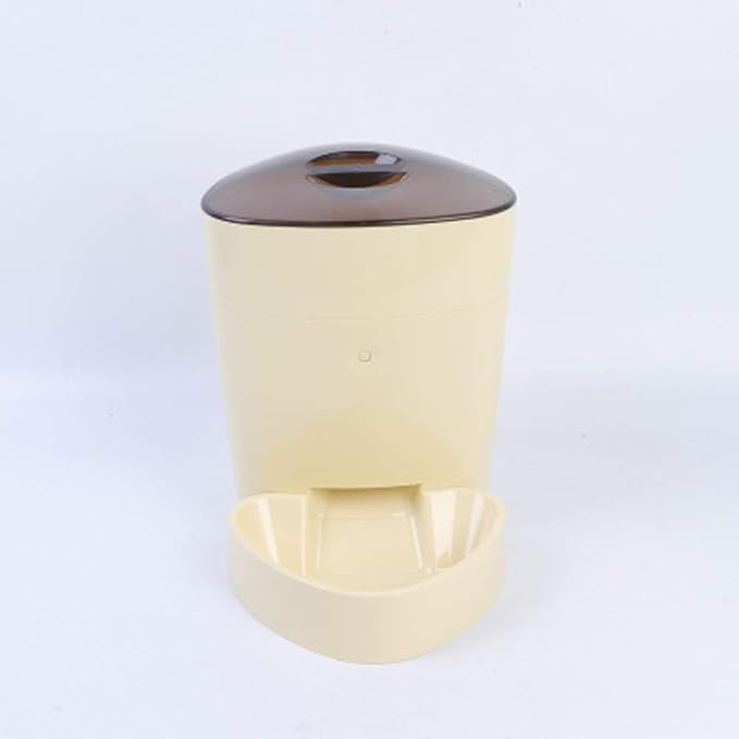 Intelligent Remote Control Automatic Feeding Pet Automatic Feeder Device Dog Cat Food Bowl 4L Large Capacity Portable (Color : Black) (Beige)