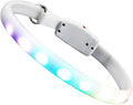 LED Pet Dog Collar USB Rechargeable Luminous Glowing Collar Waterproof White Pet Collar for Safe Evening Use