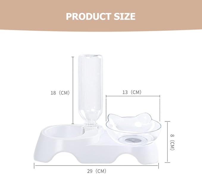 Mipcase 1set Pet Food Feeder Dual-Bowl Design for Cats and Dogs Automatic Water Dispenser Tilted Food and Water Bowls Easy Suitable for Pets