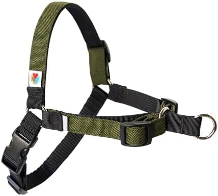 Wildebeest No Pull Dog Harness | Comfortable Training Harnesses | Effective No Pull Harness Design | Ideal for Large Sized Dog | 4-Point Adjustable(XL - 30~36 inch Girth, Olive)
