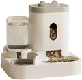 2-in-1 Automatic Feeder Dog Cat Food Bowl with Water Fountain Large Capacity Pet Food Storage Dispenser Container Puppy Pet Accessories (Peach Powder)