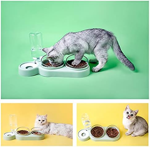 2-in-1 Pet Cats Dogs Food Bowl Water Bowls Automatic Dispenser for Dog Cat Feeders Drinking Products(Blue)