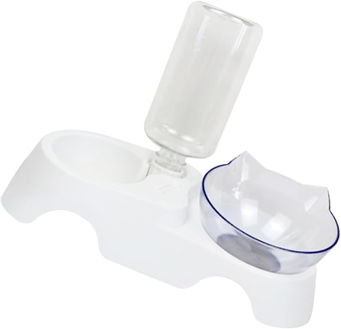 BESPORTBLE Automatic Cat Feeder Water Dispenser Inclined Pet Bowl Set Easy to Clean for Dogs and Cats