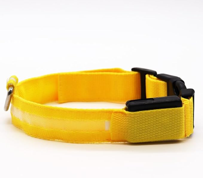 LED Dog Collar, Light Up Dog Collars, Adjustable USB Rechargeable Glow in The Dark Dog Collars High Visibility Glowing Dog Collars for Large Medium and Small Dogs (X-Large,Yellow)