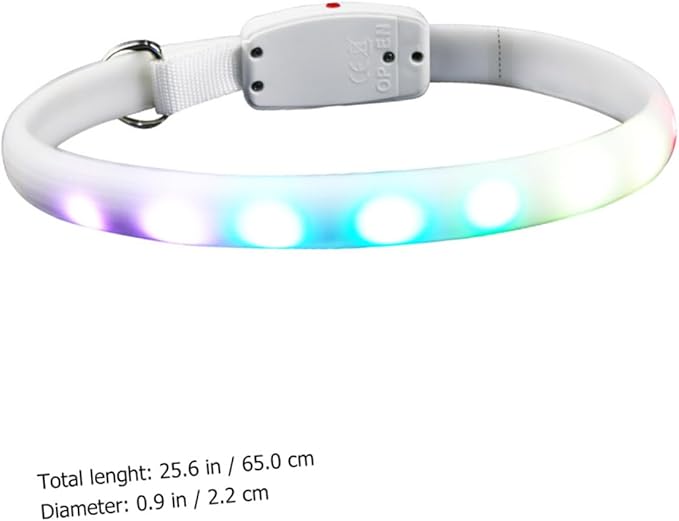 SUPVOX LED USB Rechargeable Dog Collar Waterproof Pet Glowing Collar Flashing Lights White Night Safety for Small to Medium Dogs