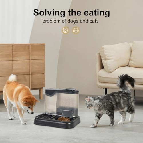 Automatic Pet Feeder & Water Dispenser Set for Dogs & Cats - Large Capacity Food & Water Station, Ideal for All Pets, Black Color
