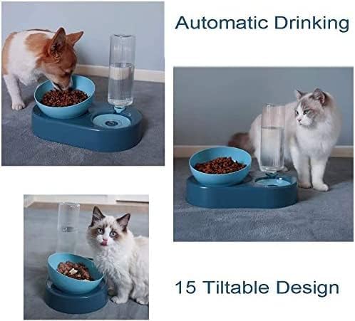 Double Dog Cat Polypropylene Bowls Water & Food Bowl Set Detachable Cat Shape Bowl Automatic Water Dispenser Bottle Pet Feeder for Dogs, Cats,Puppy, Kitten, Rabbit