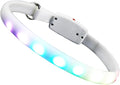 Kisangel USB Rechargeable LED Dog Collar Waterproof Flashing Pet Collar White Night Luminous for Safe Walking