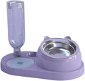 2-in-1 Water Dispenser Automatic Storage Pet Dog Food Container with Waterer Feeder(-Purple)