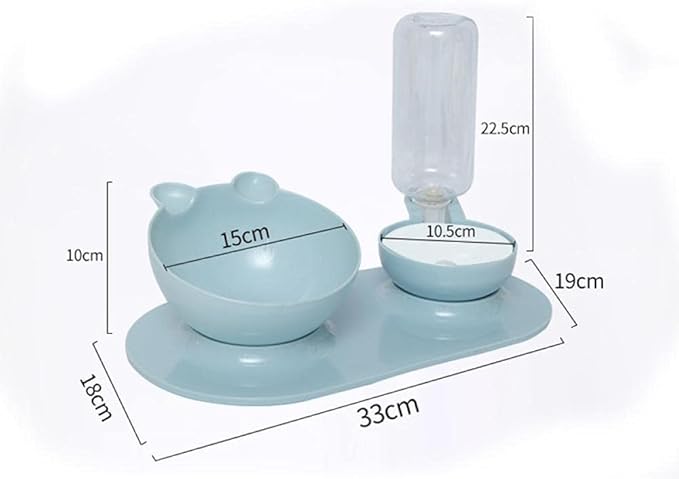 Pets Feeder Bowl Dog Dishes 2 in 1 Cat Bowl Water Dispenser Automatic Water Storage Pet Dog Cat Food Bowl Food Container with Waterer Pet Feeder Blue