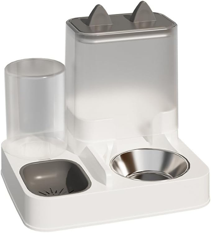 Automatic Pet Feeder for Cats and Small Dogs - 2-in-1 Food and Water Dispenser with Stainless Steel Bowl, 2.2L Dry Food Container and 1L Water Tank, Programmable Puppy/Kitten Feeding Size