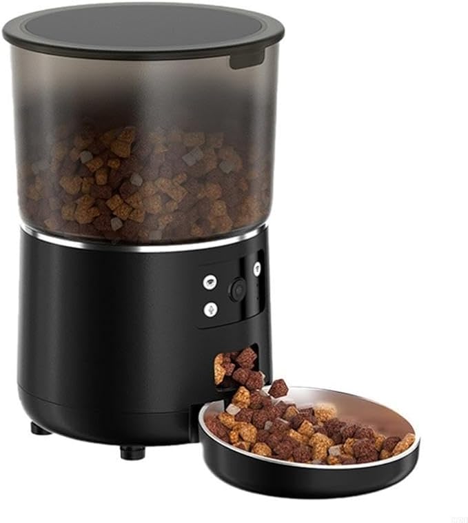 Cats Dog Bowl Automatic Feeder with Camera Timer App Control Time Saving(Black)