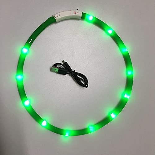 HUFFA LED Glowing Dog Collar USB Charging Pet Dog Collar Night Luminous Dog Collars Rechargeable Night Safety Flashing Necklace (Color : g, Size : L-01)