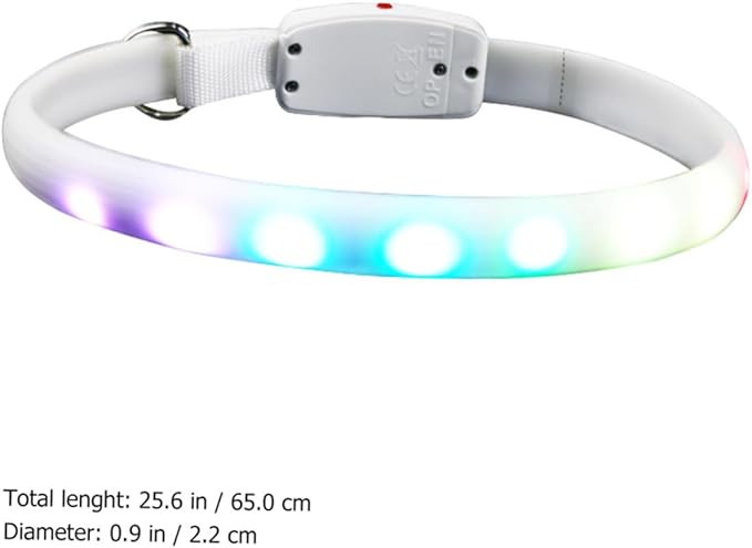 BESPORTBLE Luminous Pet Collar LED Dog Collar USB Rechargeable Waterproof for Evening Walks Safety White