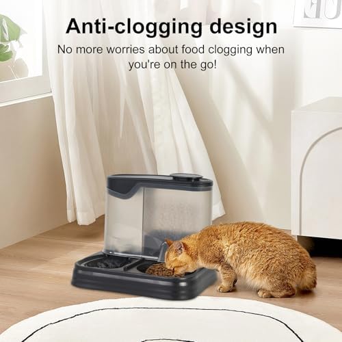 Automatic Pet Feeder & Water Dispenser Set for Dogs & Cats - Large Capacity Food & Water Station, Ideal for All Pets, Black Color