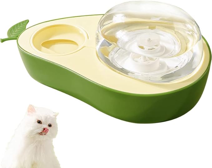 Raised Cat Food Bowl and Automatic Water Dispenser Set,Avocado Gravity Cat Water Dispenser Slow Feeder Dog Bowls,Multifunctional Self Dispensing Pet Waterer for Puppy Kittens (Water Dispenser)