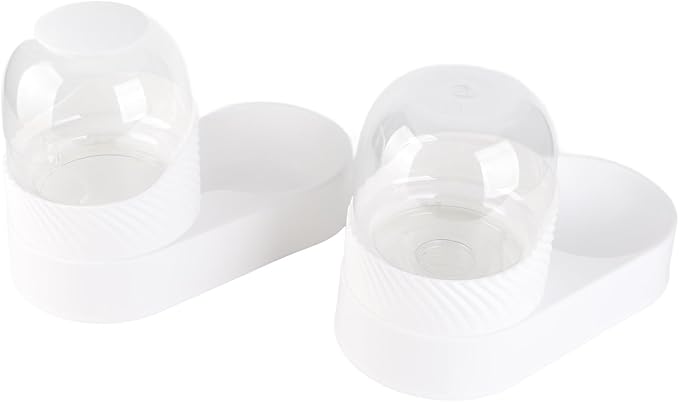 Pet Food Feeder and Waterer Set,Automatic Cat Feeder and Water Dispenser Pets Cats Dogs Automatic Waterer and Food Feeder for Small Medium Cats Dogs Big Capacity (White)