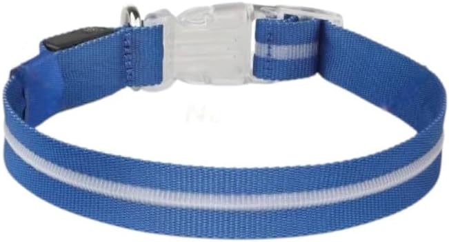 Baby Blue LED Large Dog Collar | Night Walks just got Safer | Ultra-Bright LED Collar | USB Rechargeable | Waterproof | Adjustable & Durable | 4 Light Modes | Keep Your Pup & Yourself Safe!