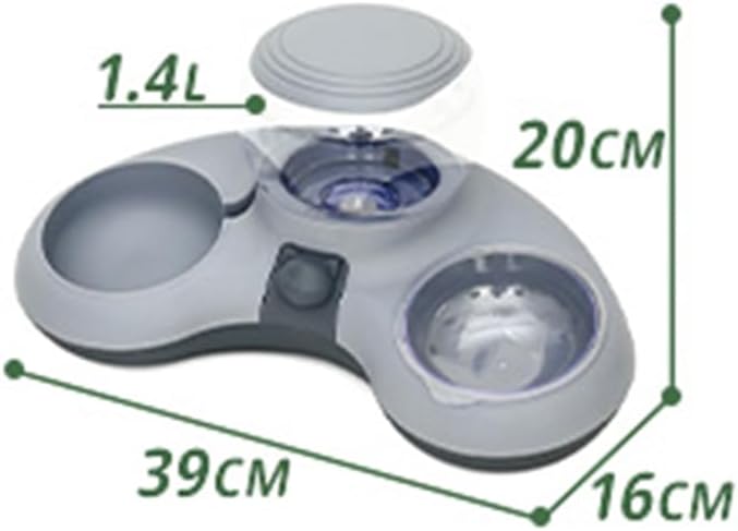 Pet Food and Water Bowl Set, Large Capacity Crescent Type Tilt Design Automatic Double Pet Bowls with Skid Resistance Bottom, Pet Feeder Automatic Gravity Water Dispenser for