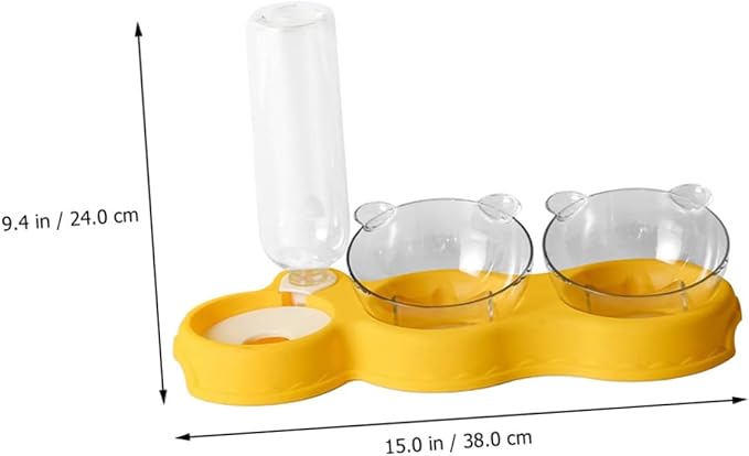 Happyyami Automatic Water Feeder for Cats Water Dispenser Double Food Bowl Cat Feeder and Drinking Bottle Pet Bowl for Dogs and
