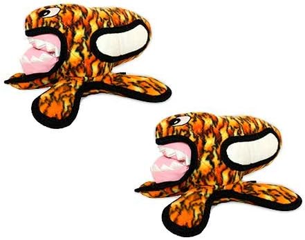 TUFFY® - World's Tuffest Soft Dog Toy - Alien - Multiple Layers. Made Durable, Strong & Tough. Interactive Play (Tug, Toss & Fetch). Machine Washable & Floats. (Fire, Large 2 Pack)