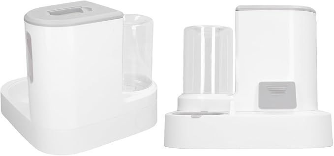 Pet Feeder and Water Dispenser, 2 in 1 Gravity Automatic Water Dispenser and Food with Large Capacity for Dogs Cats Pets (Grey)