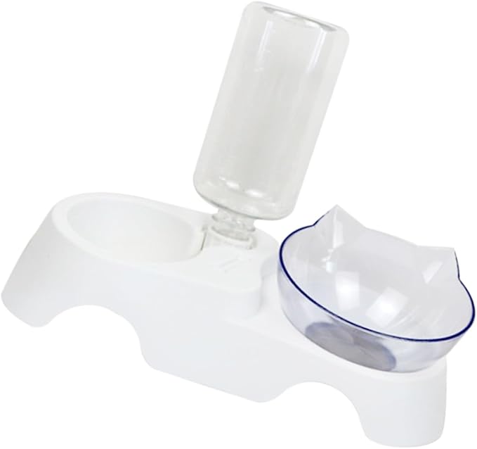 SUPVOX Pet Feeder Waterer Dual Bowls for Cats Dogs Automatic Refill Sturdy Base Food Dispenser for Small to Medium Pets