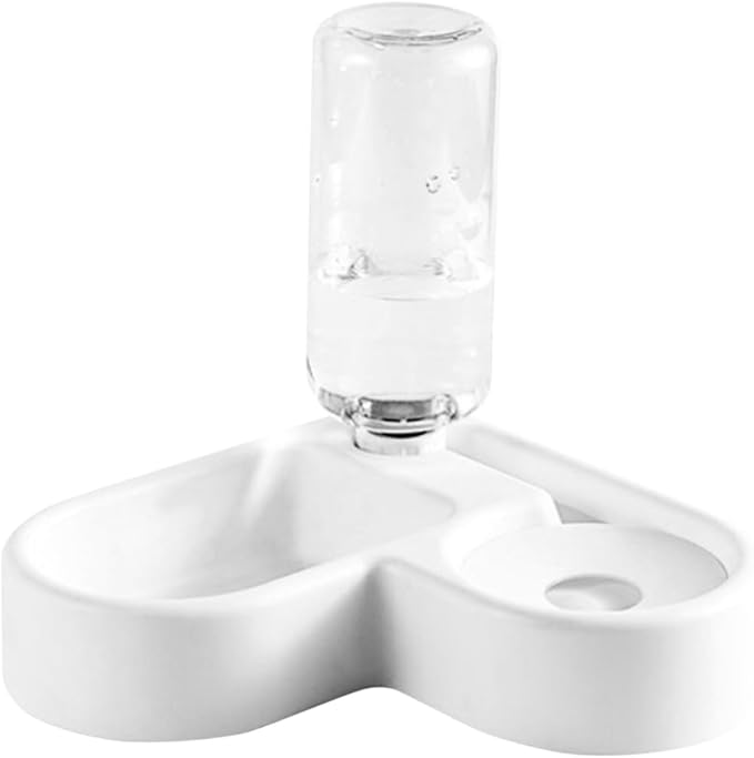 Cat Dog Bowl 2-in-1 Pet Feeder Water Dispenser Heart Shape Non-Slip Ideal for Cats Dogs