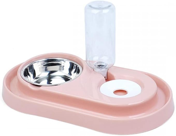 Automatic Pet Dog Cat Drink Water Dispenser Feeder Food Bowl Dish (Pink)