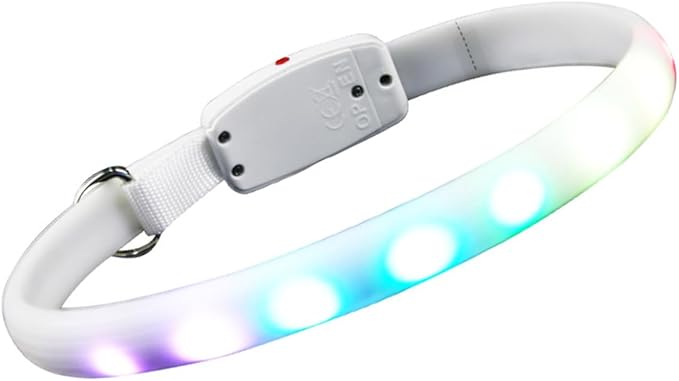 ibasenice LED Dog Collar USB Rechargeable Glowing Pet Collar Waterproof Night Luminous for Safe Evening Walks