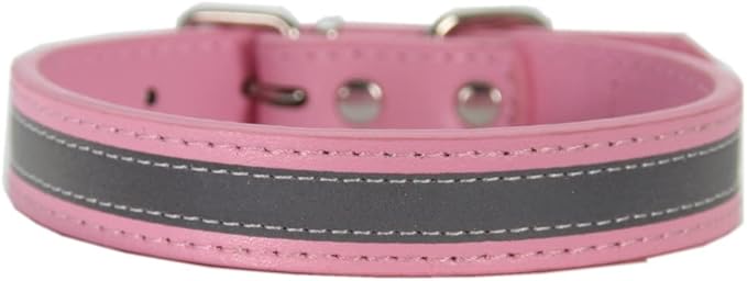 Anti lost Leather Luminous Collar Pet Collar Reflective Belt Pet Accessories 2pcs pink M 2.0cm*42cm Neck 30cm 37cm
