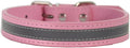 Anti lost Leather Luminous Collar Pet Collar Reflective Belt Pet Accessories 2pcs pink L 2.5cm*50cm Neck 35cm 45cm