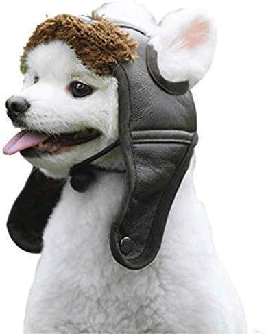 Leconpet Dog Aviator Hat, Dog Winter Pilot Hat with Ear Flaps for Cold Weather (L, Brown)