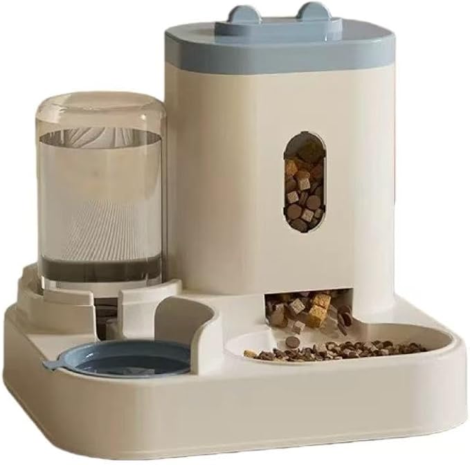 Pet Automatic Gravity Feeder & Water Dispenser 2-in-1 Large Capacity Anti-Clogging Design Suitable for Cats, Dogs, and Rabbits (Blue)