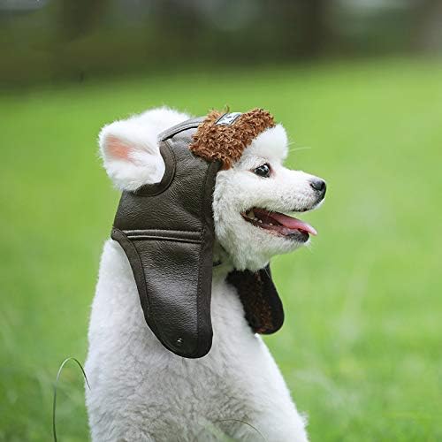Leconpet Dog Aviator Hat, Dog Winter Pilot Hat with Ear Flaps for Cold Weather (L, Brown)