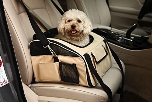 Pet Life ® 'Ultra-Lock' Collapsible Safety Travel Wire Folding Pet Carseat or Dog Car Seat Carrier with Side Pockets