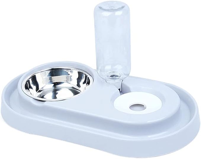 Automatic Pet Drinking Water Bottle Dog Cats Feeder Bowl Dog Food Feeder Double Dog Bowl Will Not MouthHair Get Wet (Color : Blue) (Gray)